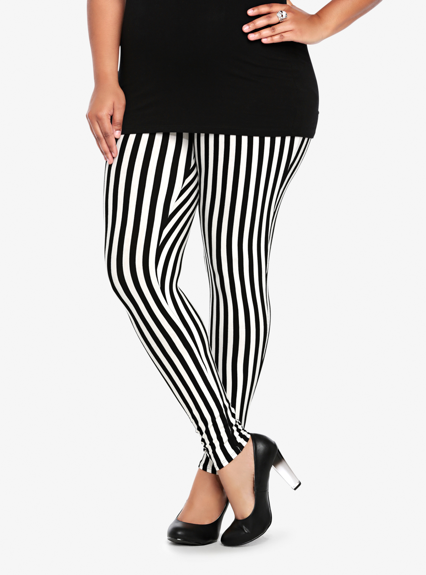 Pink Black Plus Size Tights, Hot Pink Best Diagonal Stripe Print Women's  Plus Size Leggings - Made in USA (US Size: 2XL-6XL)